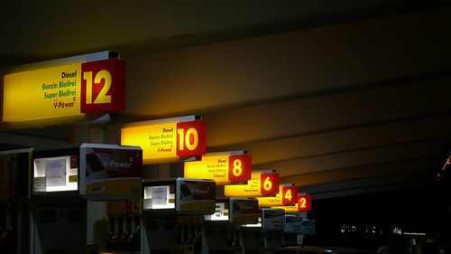 Säulen-Countdown an der Shell-Tankstelle (Henri Deterding: Shell-Gründer)